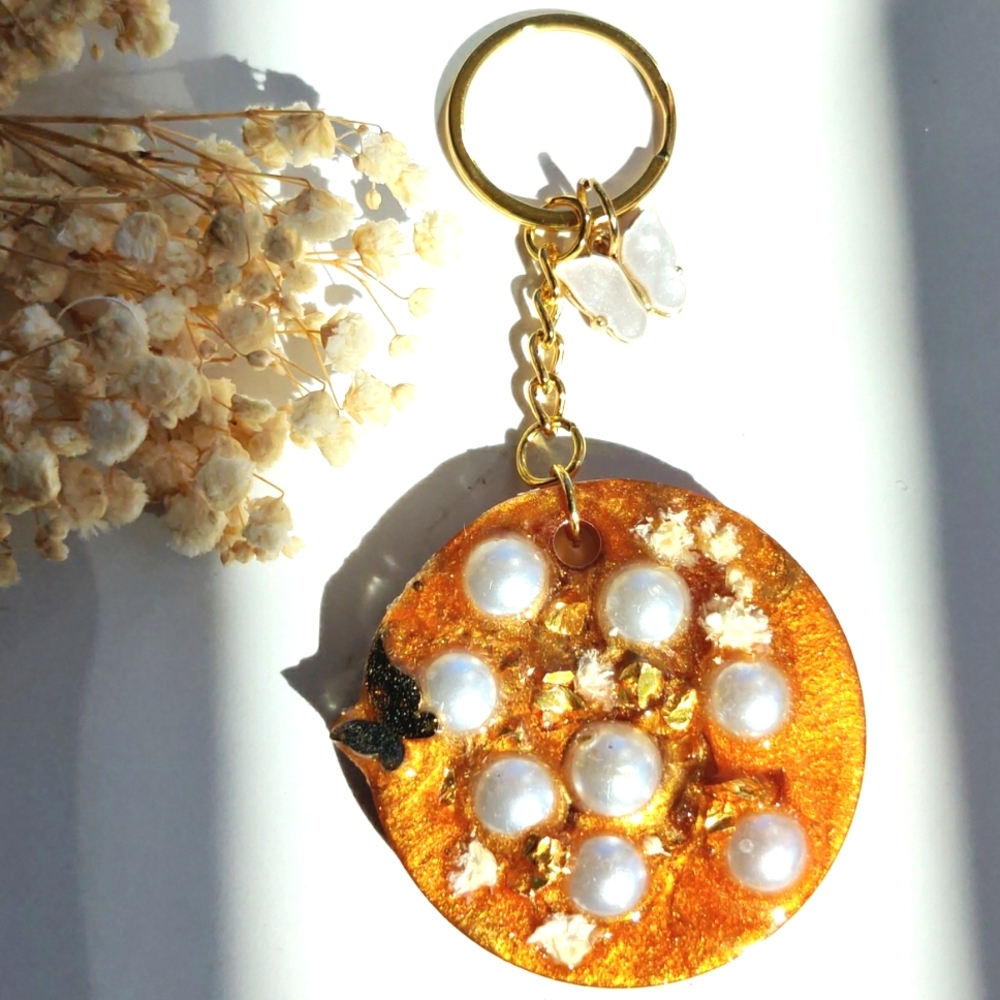 Handmade Caramel Resin Keychain